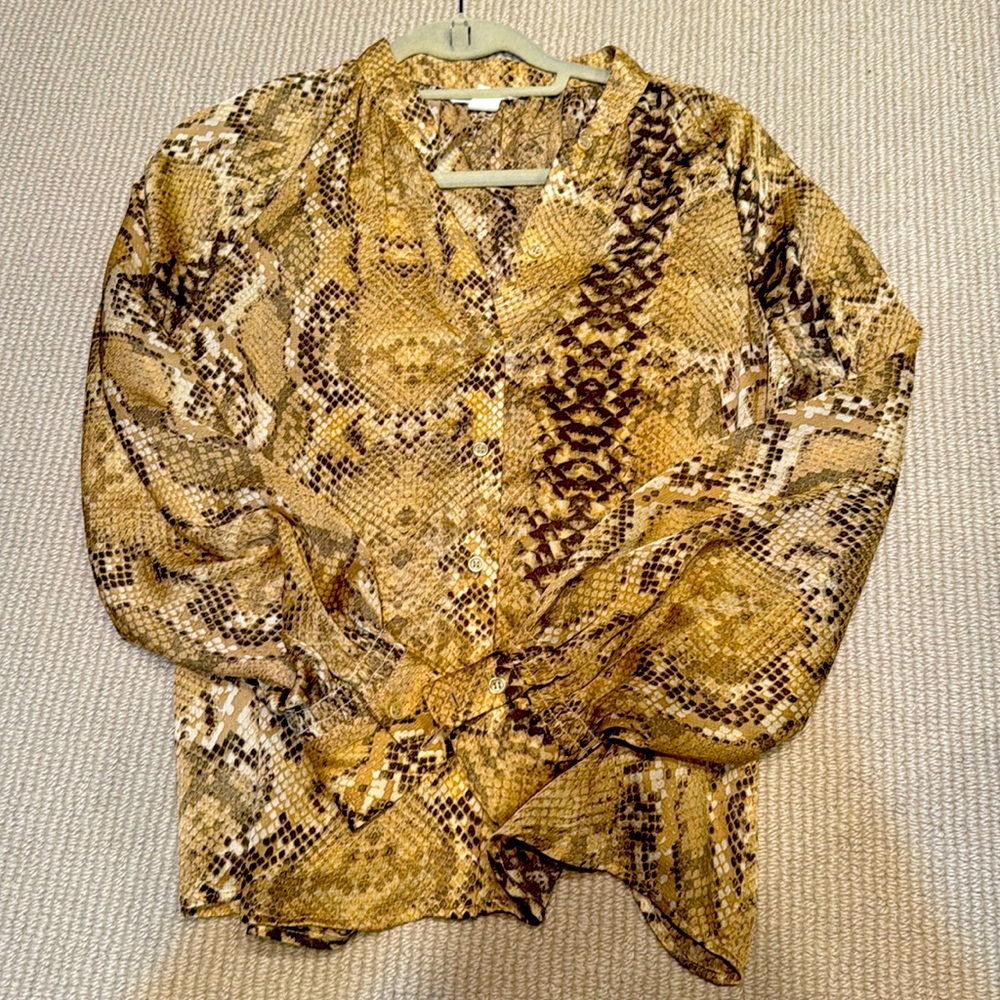H&M leopard cream and brown print blouse